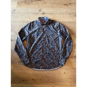 Consequence Womens Blue Paisley Long Sleeve Button Up Shirt Size Large